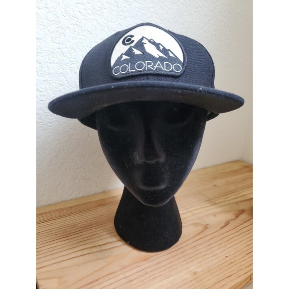 COLORADO Limited Rocky Mtns Trucker Hat Black Cap Adjustable SNAPBACK Wool Blend - Picture 3 of 10